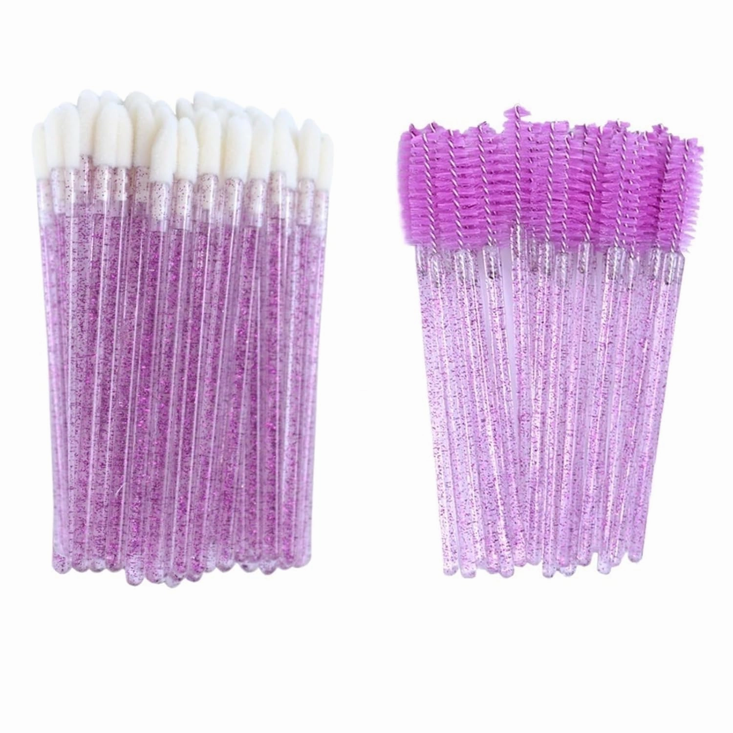 Disposable Lip Brushes Eyelash Mascara Wands 2 In 1 Bundle Sale Lipstick Cotton Swab Lipgloss Brush Makeup Tools Applicators(100pcs glitter gold)