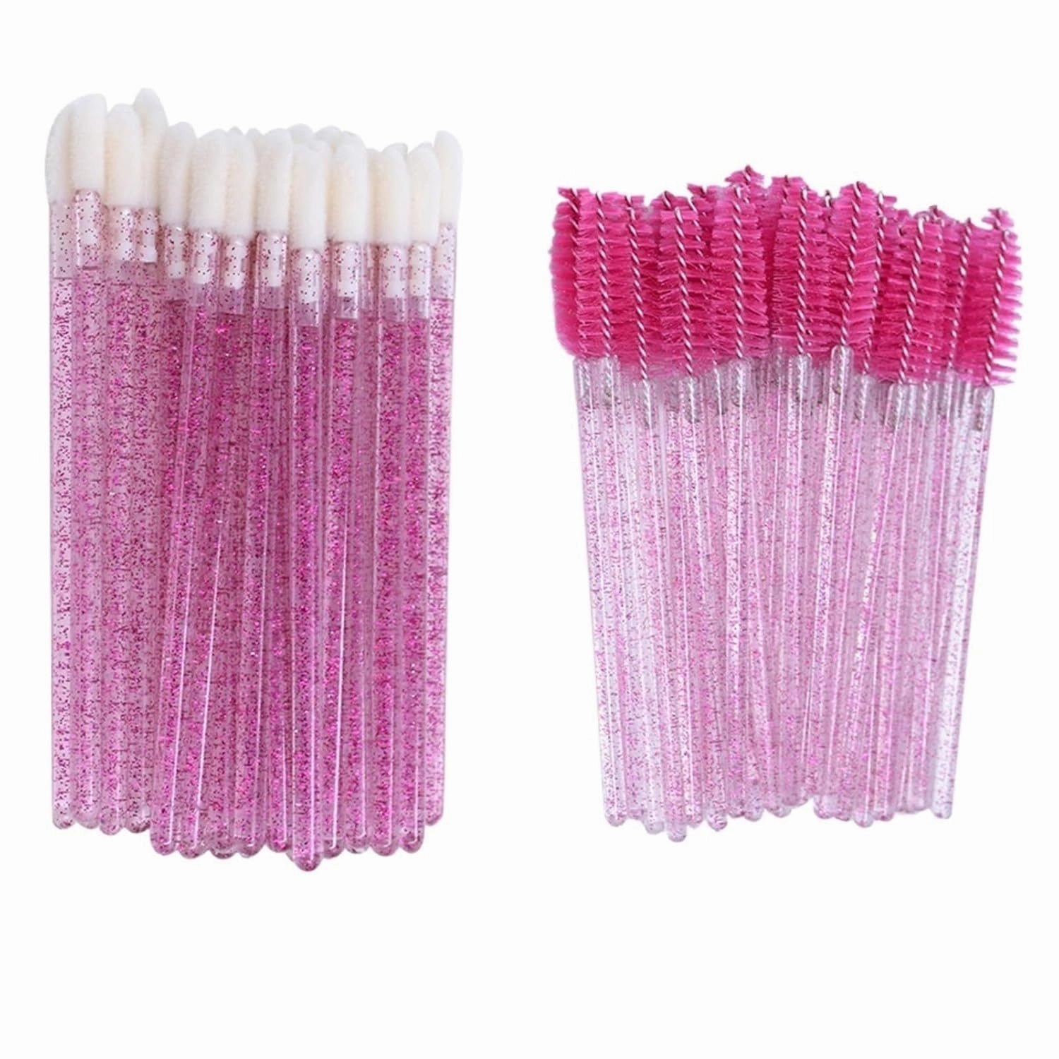 Disposable Lip Brushes Eyelash Mascara Wands 2 In 1 Bundle Sale Lipstick Cotton Swab Lipgloss Brush Makeup Tools Applicators(100pcs glitter gold)