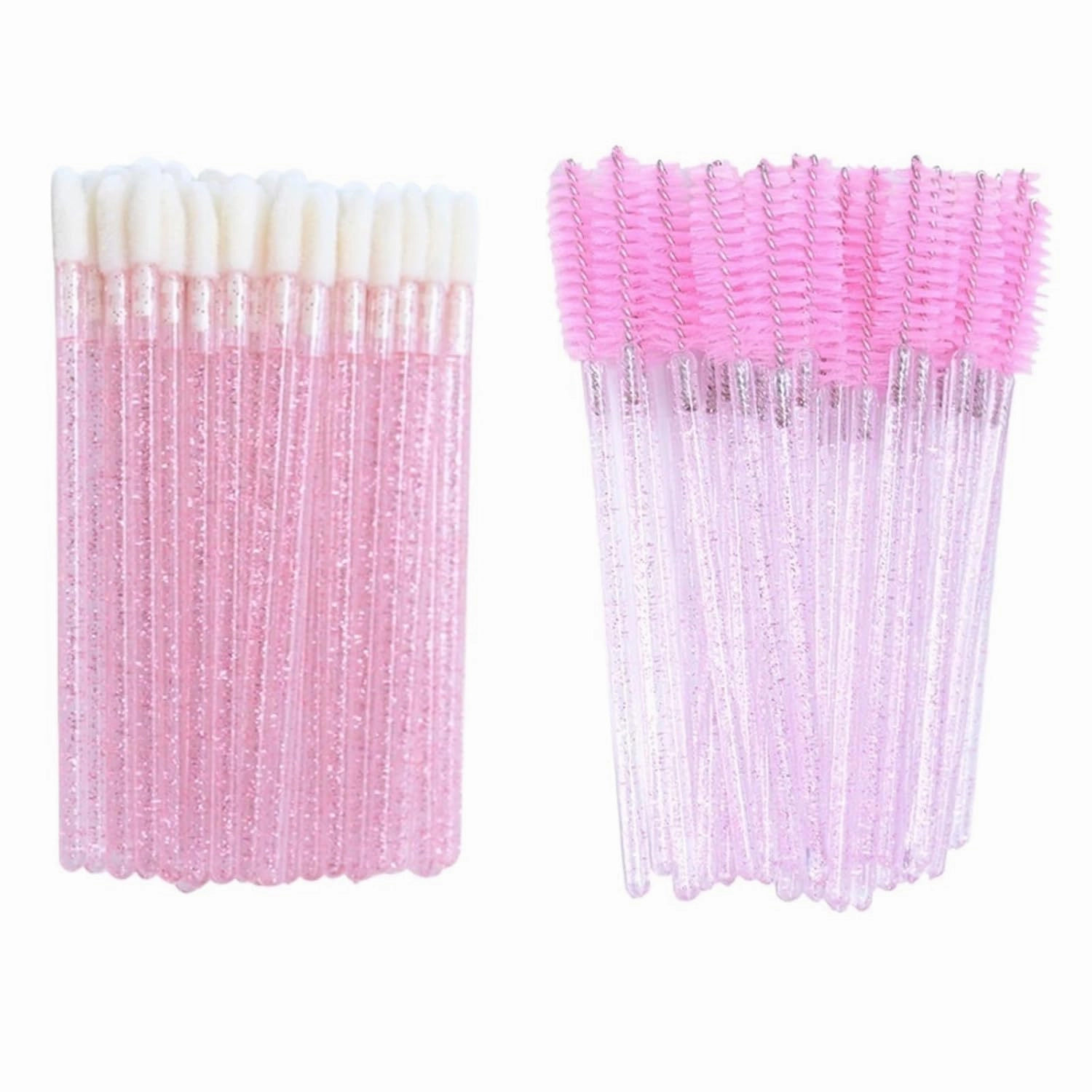 Disposable Lip Brushes Eyelash Mascara Wands 2 In 1 Bundle Sale Lipstick Cotton Swab Lipgloss Brush Makeup Tools Applicators(100pcs glitter gold)