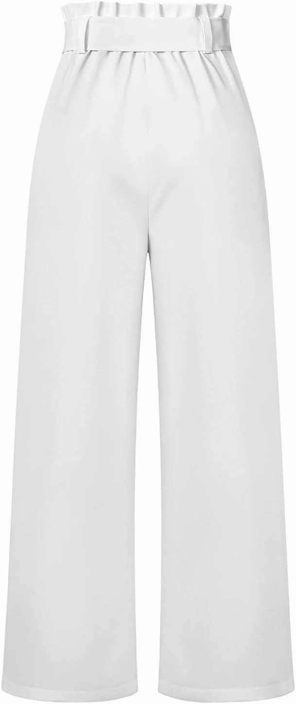 DOLKFU Womens Belted High Waist Business Casual Pants Straight Wide Leg Trousers Fashion Loose Comfy Pants