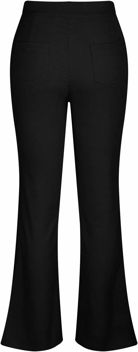 DOLKFU Womens Button Up High Waisted Trousers Flare Bell Bottom Pants Loose Fit Trendy Comfortable Trouser