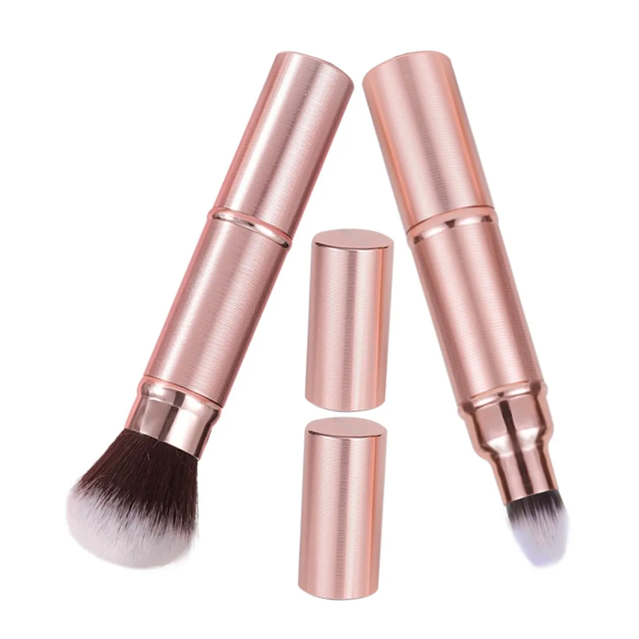 Double-ended Makeup Brush 1 Retractable Beauty Tool for Foundation Blush Portable Travel Case for Women