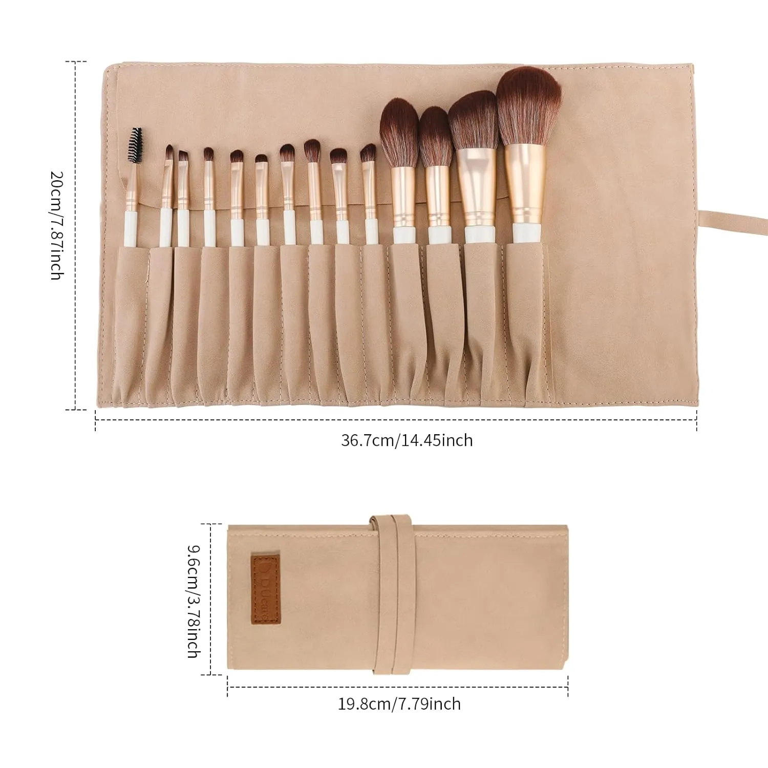 DUcare Makeup Brushes with Bag - 14Pcs Professional Synthetic Make Up Brushes Set for Blush Concealer Foundation Bronzer Powder Eyebrow Contour Eyeshadow Blending Makeup Brush Set Mekaup bag, White