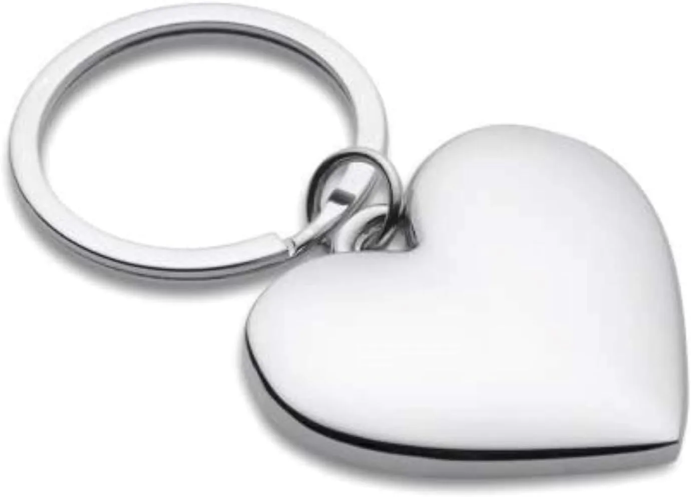 eBuyGB Love Heart Shaped Chrome Plated Metal Key Ring Gift Boxed, Silver