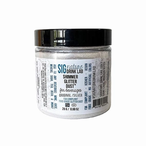 Edible Glitter for Drinks • Shiny Glitter, Shimmer Beverage Dust for Cocktails, Beer, Wine and More - Color Series Original Silver - 25 gram