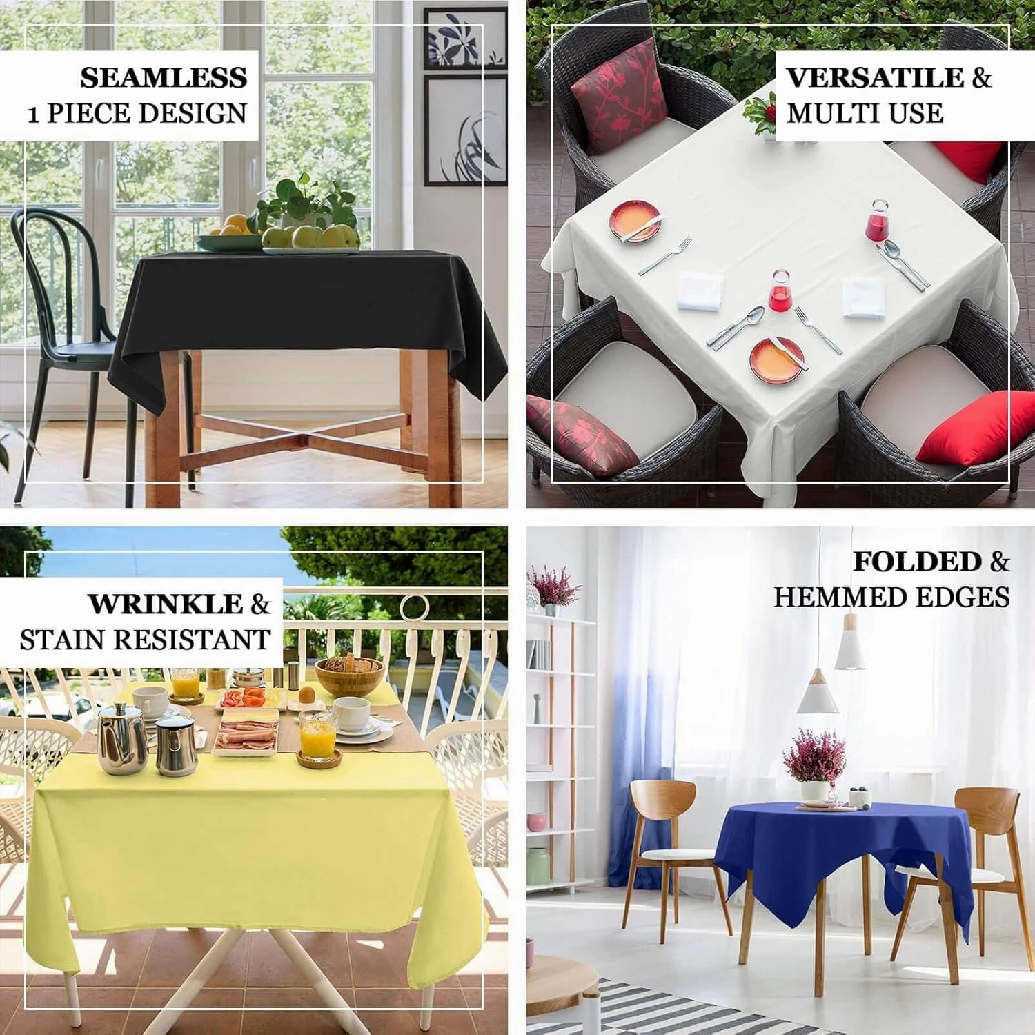 Efavormart Pack of 5 | 54x54 Silver Wholesale Linens Seamless Polyester Square Linen Tablecloth for Wedding Banquet Party Restaurant