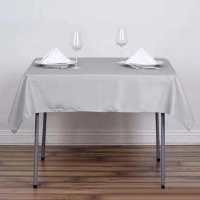 Efavormart Pack of 5 | 54x54 Silver Wholesale Linens Seamless Polyester Square Linen Tablecloth for Wedding Banquet Party Restaurant