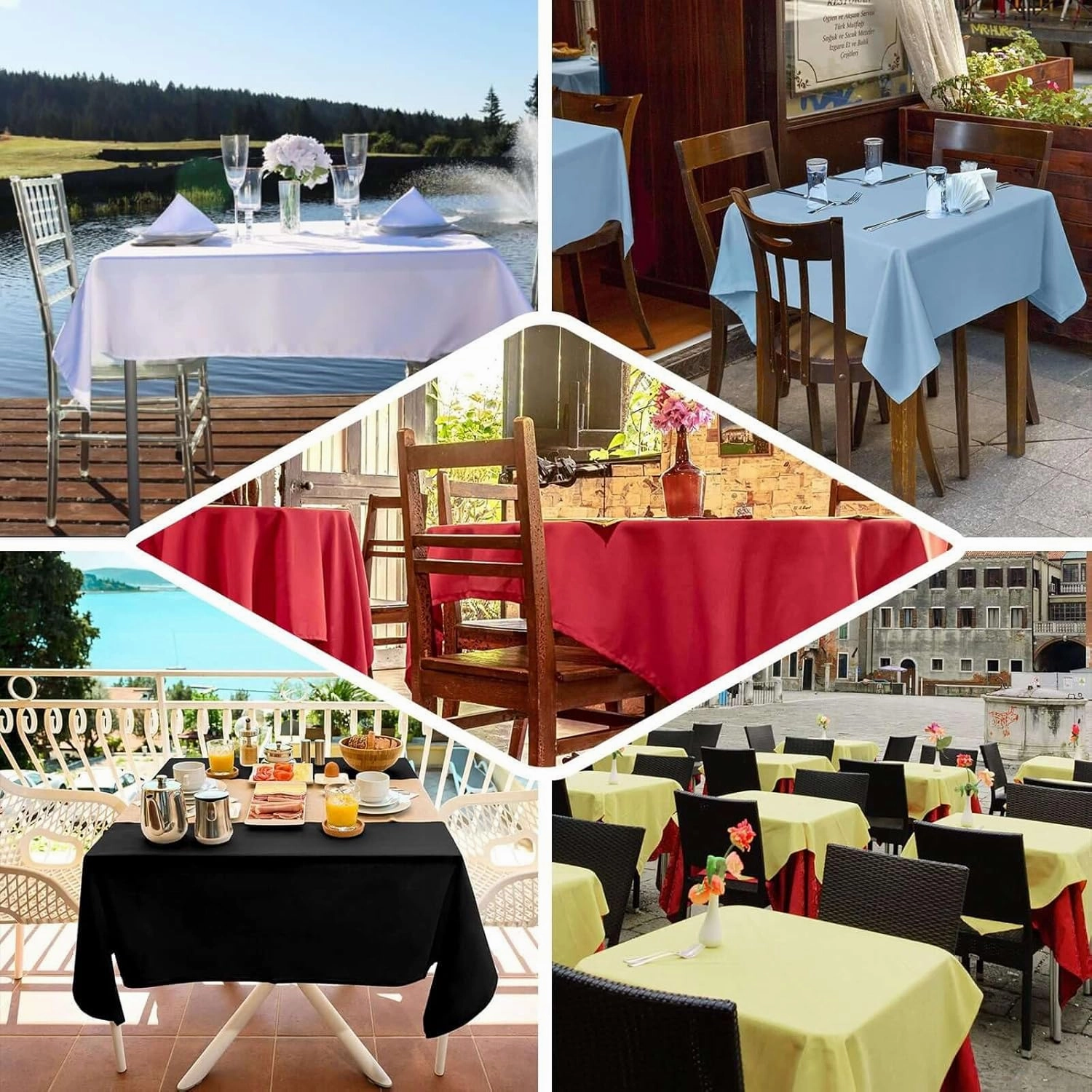 Efavormart Pack of 5 | 54x54 Silver Wholesale Linens Seamless Polyester Square Linen Tablecloth for Wedding Banquet Party Restaurant