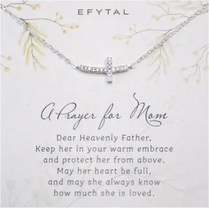 EFYTAL Gifts for Mom, Sterling Silver Sideways Cross Necklace for Women, Mothers Day Gift for Mom, Christian Gifts for Women, Religious Birthday