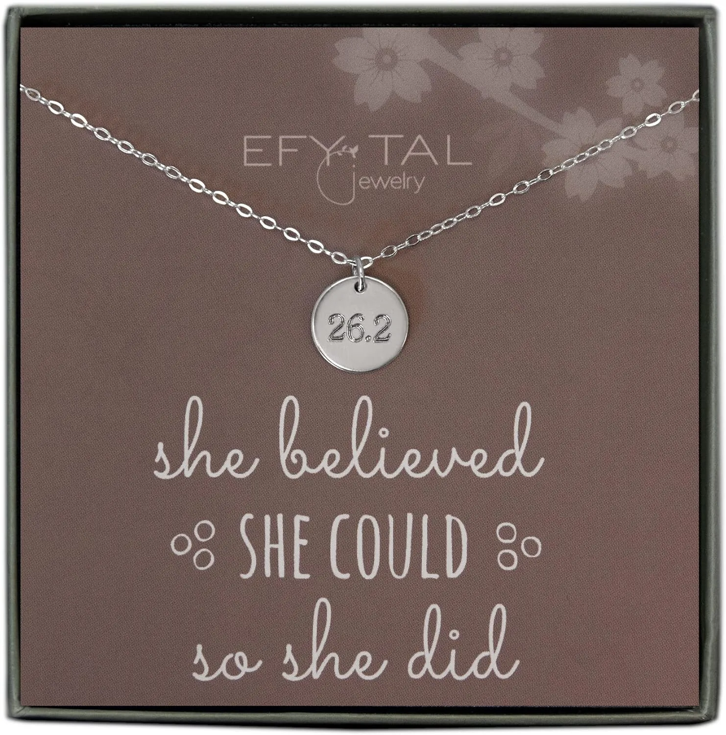 EFYTAL Marathon Runner 26.2 Necklace, 925 Sterling Silver Disc Jewelry Gift for Athlete, Gifts for a Runner