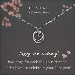 EFYTAL 21st Birthday Gifts for Her, Sterling Silver Necklace, 21 Year Old Female Gift for Daughter, 21st Birthday Decorations|Presents