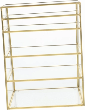 Elegant Copper Glass Makeup Organizer 5-layer Lipstick Storage Rack Eye Shadow Organizer for Bedroom