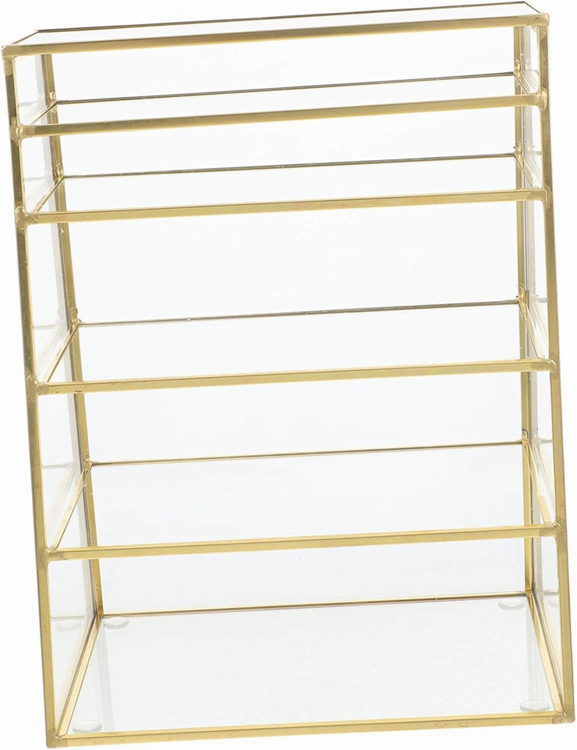 Elegant Copper Glass Makeup Organizer 5-layer Lipstick Storage Rack Eye Shadow Organizer for Bedroom