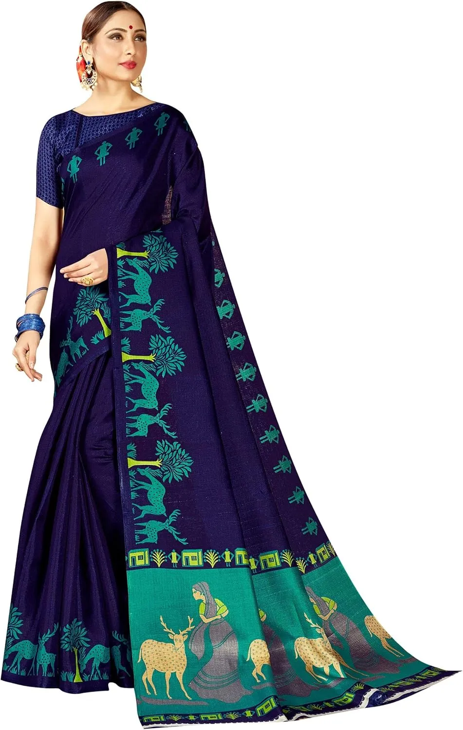 Elina fashion Pack of Two Sarees for Women Mysore Art Silk Printed Indian Diwali Sari || Wedding Gift Saree Combo