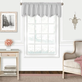 Elrene Home Fashions Adelaide Nursery and Kids Room Ruffled Window Valance, 15 Inches x 52 Inches, Pearl Gray