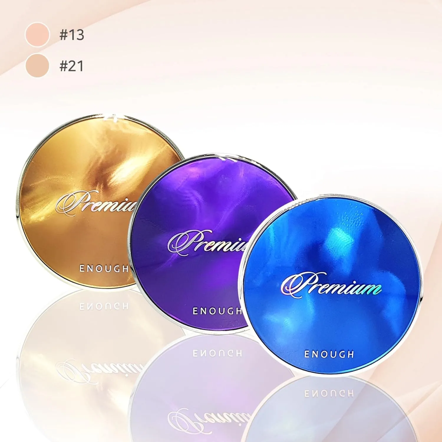 ENOUGH Premium 8 Peptide Two Way Cake SPF50, Korean Makeup Setting Powder Foundation, Face Powder with Collagen, Tattoo Cover Up - Refill Including (#13 Light beige, 0.39 oz)