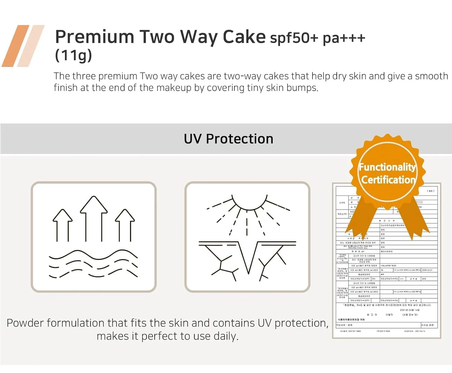 ENOUGH Premium 8 Peptide Two Way Cake SPF50, Korean Makeup Setting Powder Foundation, Face Powder with Collagen, Tattoo Cover Up - Refill Including (#13 Light beige, 0.39 oz)