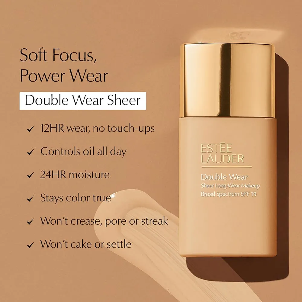 Estée Lauder Double Wear Sheer Matte Foundation SPF 19 | 12-Hour Wear, 1.0 Fl Oz