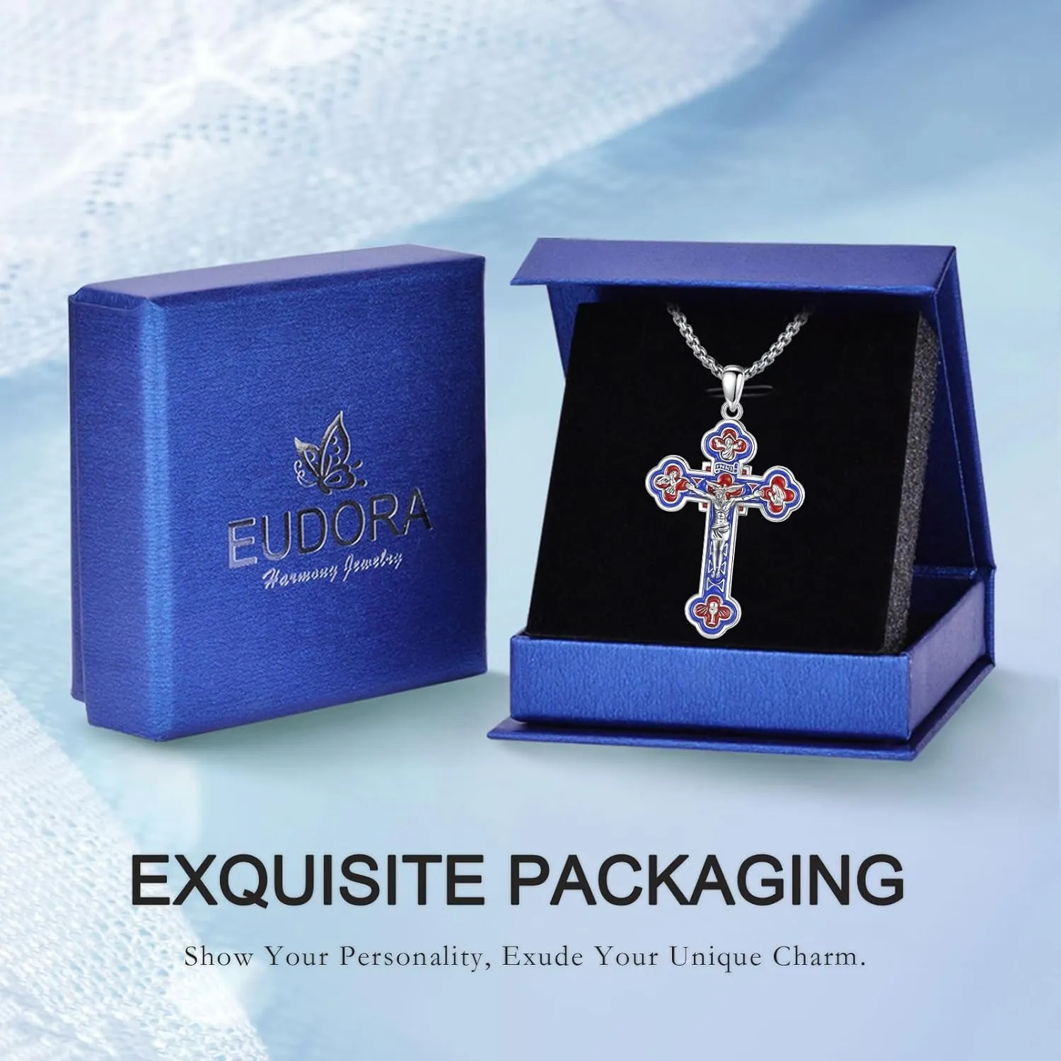 EUDORA 925 Sterling Silver St Benedict/St Michael/St Christopher/Archangel Raphael Gabriel/Virgin Mary/St Joseph/St Anthony Crucifix Pendant Bible Verse Prayer Necklace Amulet Jewelry for Men Women