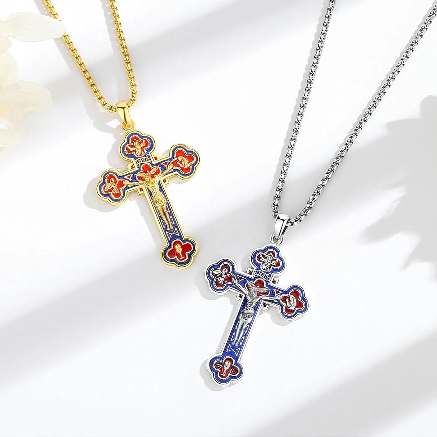 EUDORA 925 Sterling Silver St Benedict/St Michael/St Christopher/Archangel Raphael Gabriel/Virgin Mary/St Joseph/St Anthony Crucifix Pendant Bible Verse Prayer Necklace Amulet Jewelry for Men Women