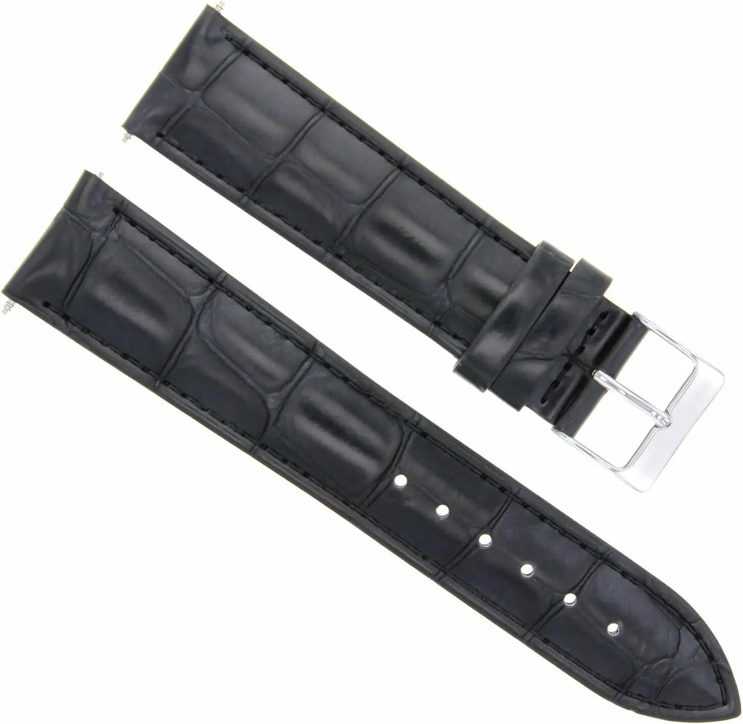 Ewatchparts 20mm Italian Leather Watch Band Strap Compatible With Oris 65 Watch Black