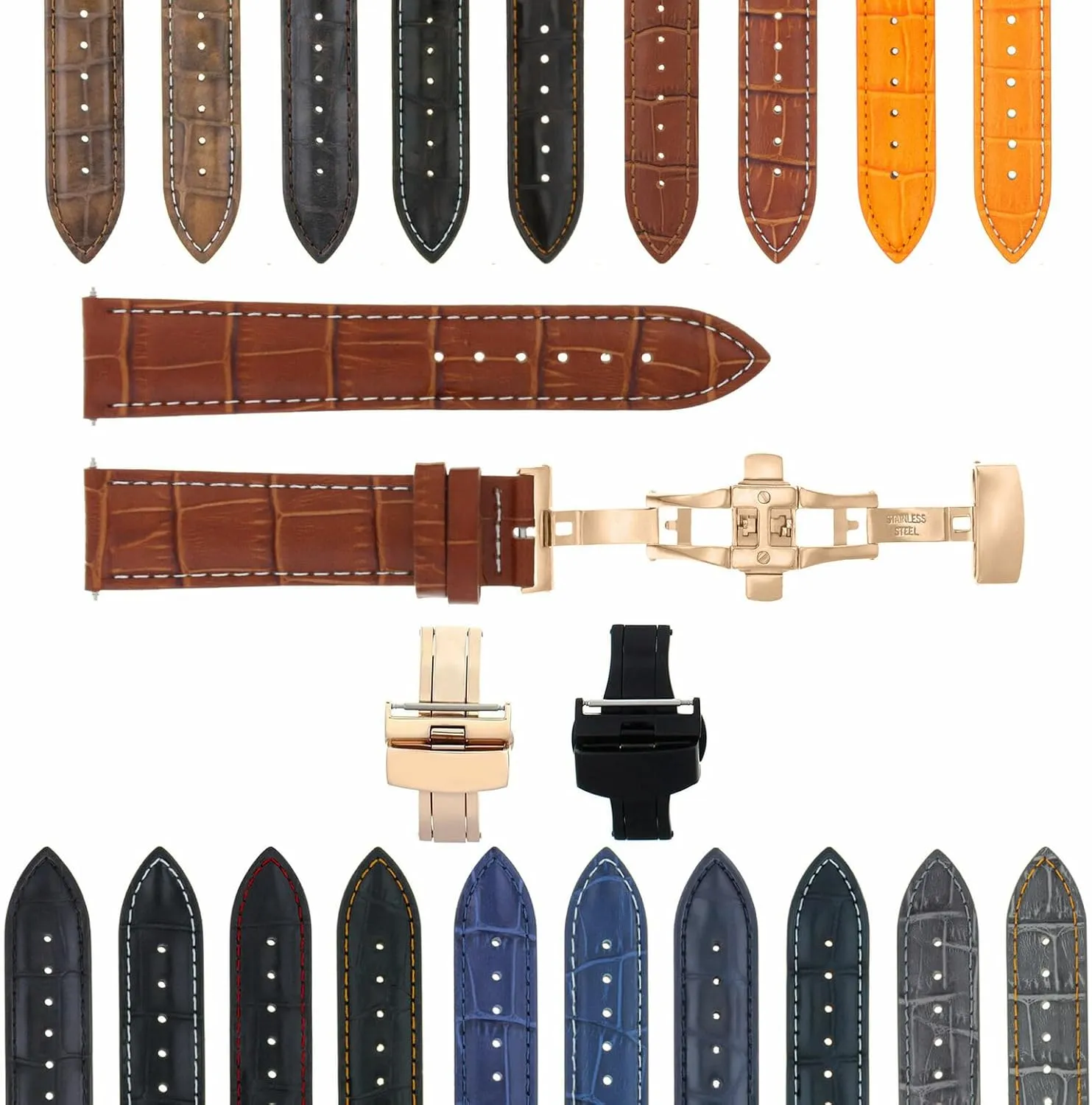 Ewatchparts 22-24mm Premium Leather Watch Band Strap Compatible With Pam 40 44mm Panerai GMT Watch