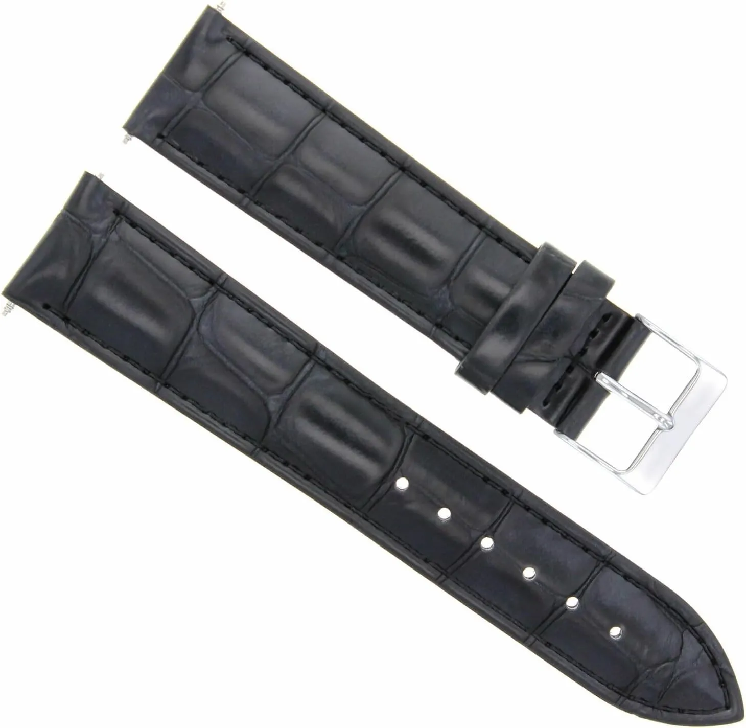 Ewatchparts 22mm Leather Watch Band Strap Compatible With Maurice Lacroix Pontos Pt6288-SS001-330 Black
