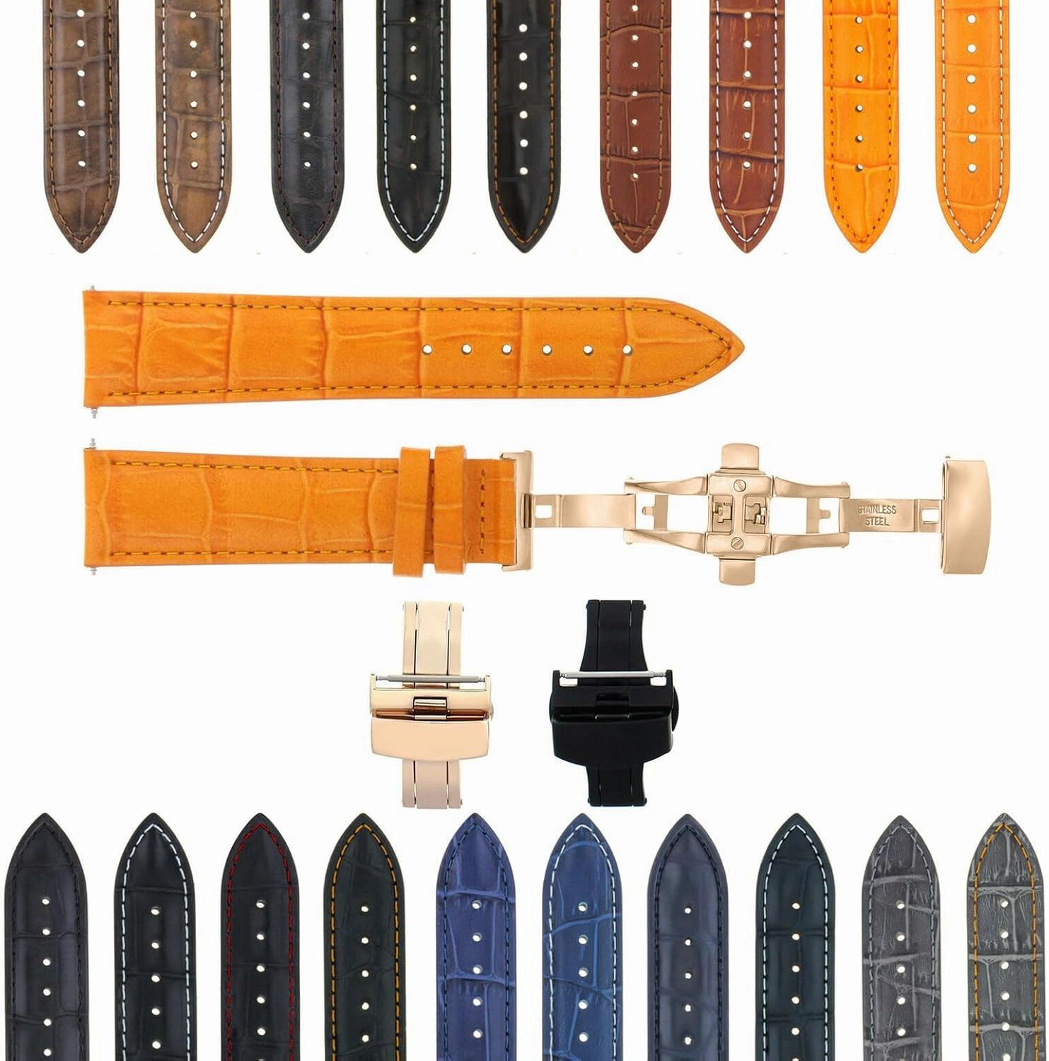 Ewatchparts 22-24mm Premium Leather Watch Band Strap Compatible With Pam 40 44mm Panerai GMT Watch