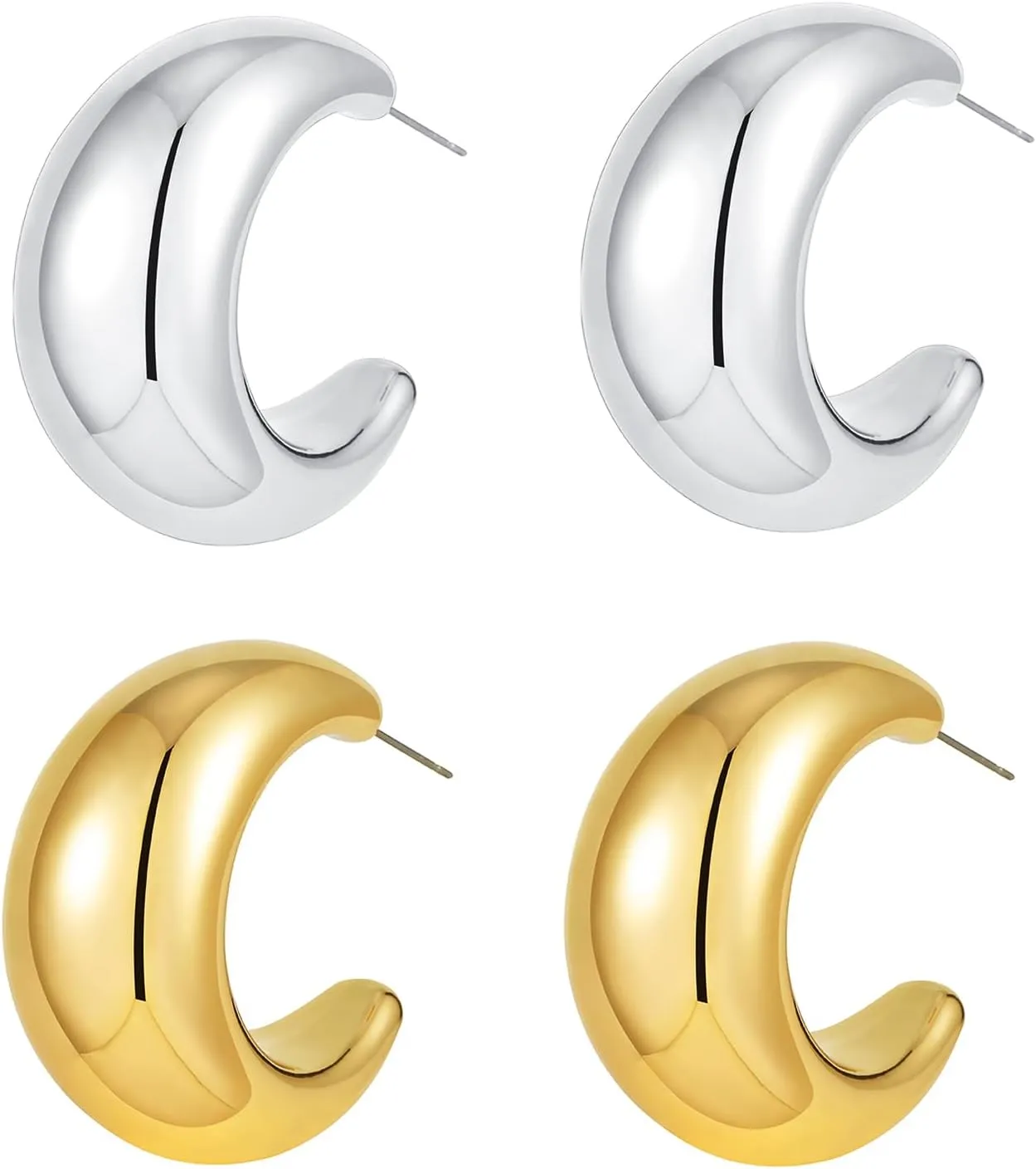 Extra Large Big Drop Earrings for Women, Oversized Chunky Gold Hoop Earrings Lightweight Hypoallergenic Gold Plated Earring Fashion Jewelry
