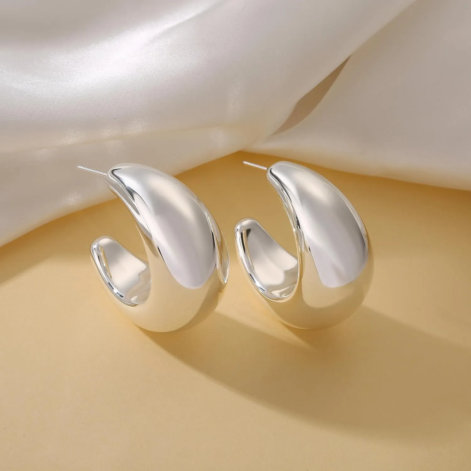Extra Large Big Drop Earrings for Women, Oversized Chunky Gold Hoop Earrings Lightweight Hypoallergenic Gold Plated Earring Fashion Jewelry
