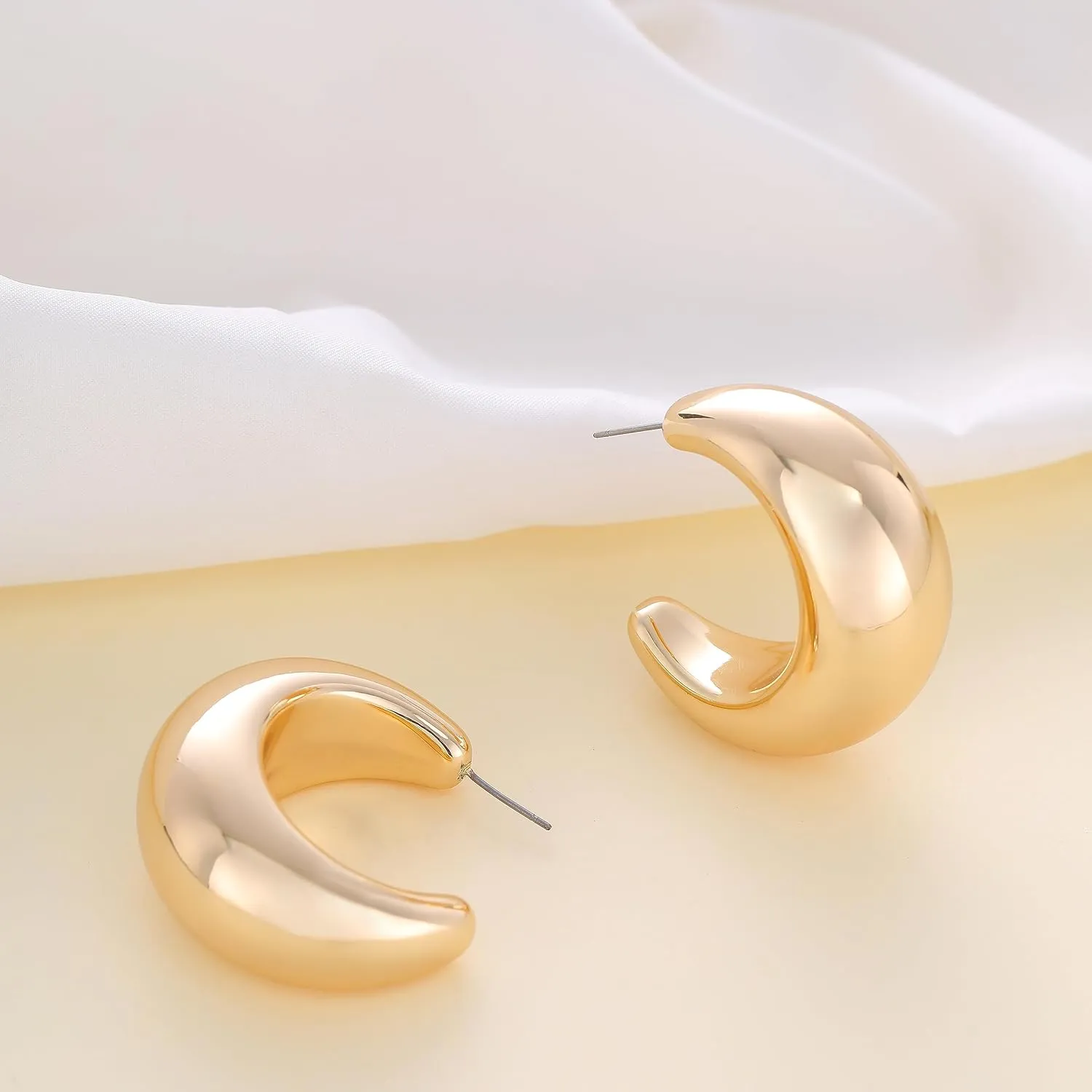 Extra Large Big Drop Earrings for Women, Oversized Chunky Gold Hoop Earrings Lightweight Hypoallergenic Gold Plated Earring Fashion Jewelry