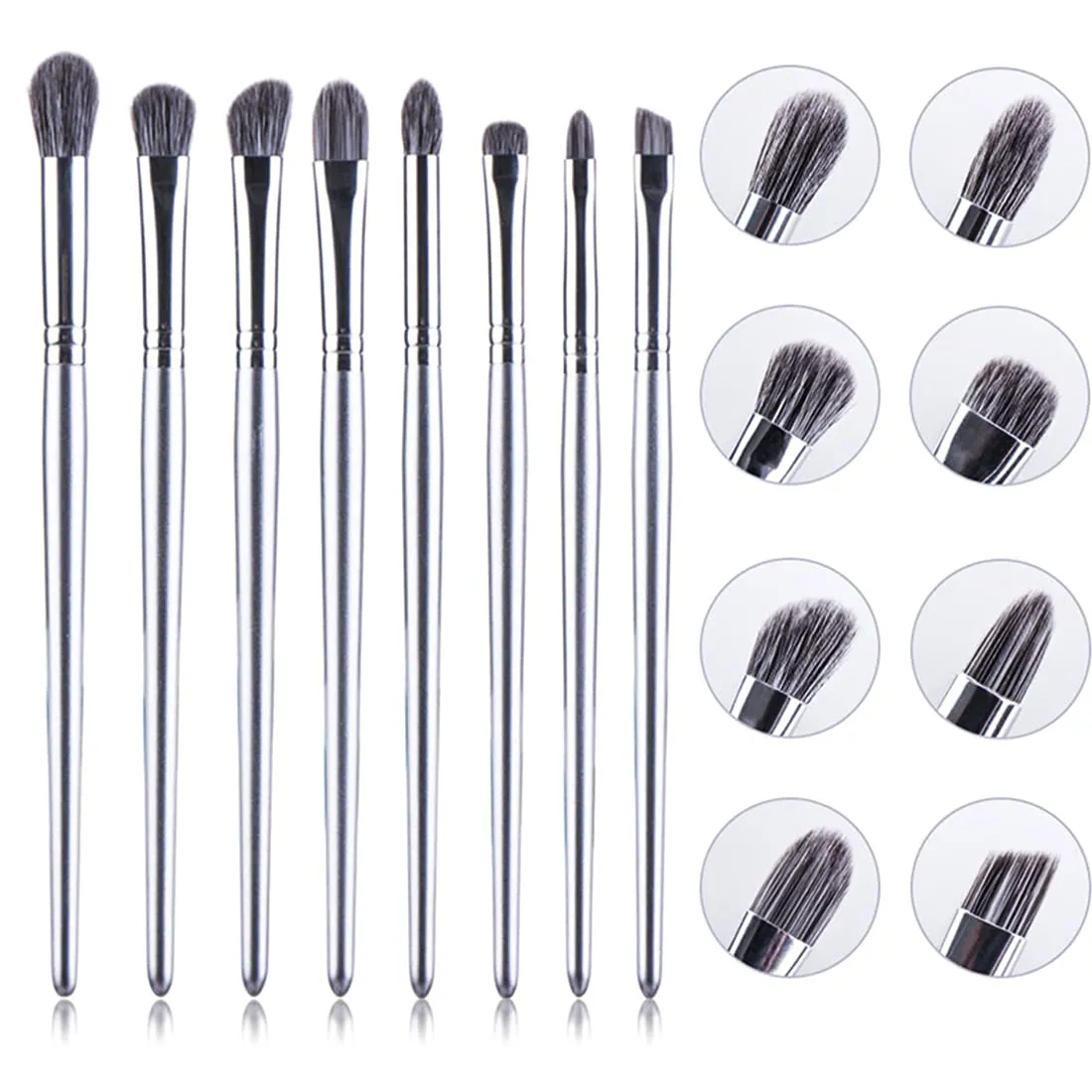 Eye Makeup Brushes Eyeshadow Brush Set 3pcs Soft Goat Hair Professional Eyeshadow Brush Set Silver Eyeshadow Blending Brush Kit for Blending Eyeshadow Eyeliner Crease with Case 05