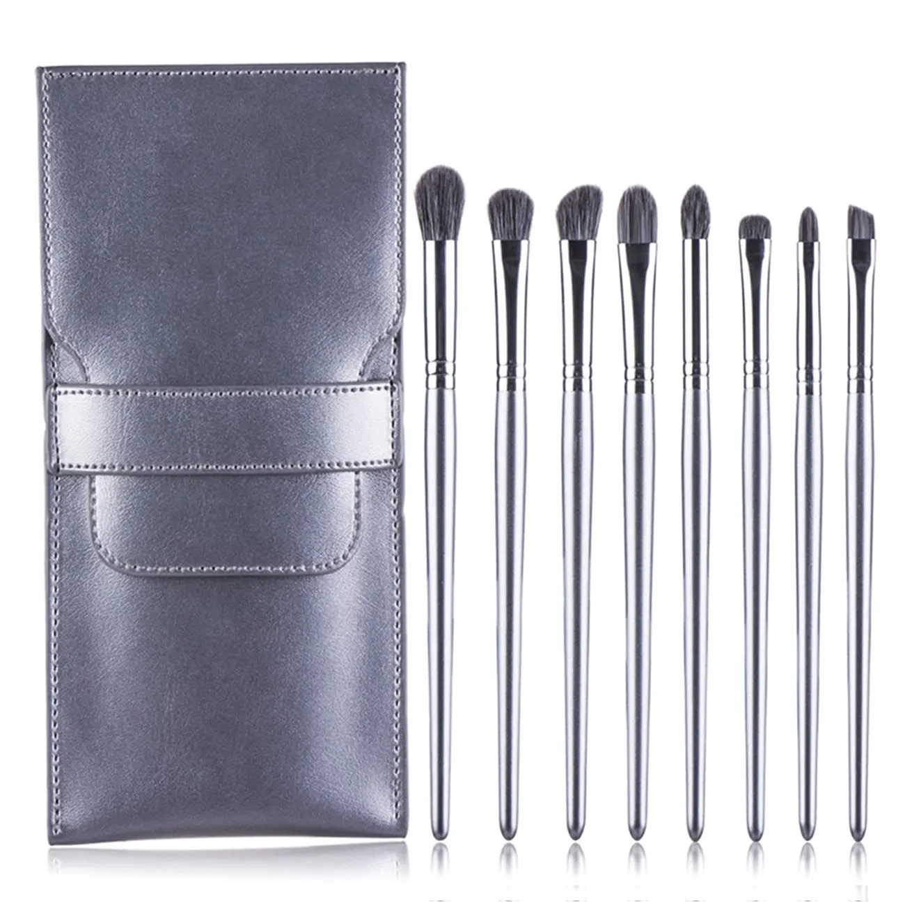 Eye Makeup Brushes Eyeshadow Brush Set 3pcs Soft Goat Hair Professional Eyeshadow Brush Set Silver Eyeshadow Blending Brush Kit for Blending Eyeshadow Eyeliner Crease with Case 05