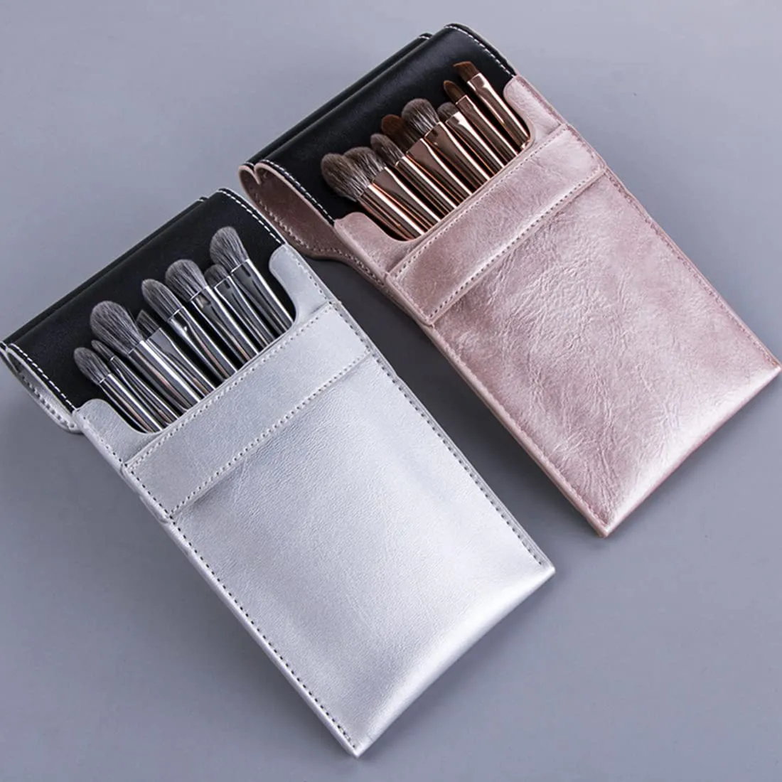 Eye Makeup Brushes Eyeshadow Brush Set 3pcs Soft Goat Hair Professional Eyeshadow Brush Set Silver Eyeshadow Blending Brush Kit for Blending Eyeshadow Eyeliner Crease with Case 05