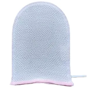Face and Body Exfoliating Wash Glove, 100% Silk, Japanese Chirimen Textile, Handmade in Japan, White x Pink