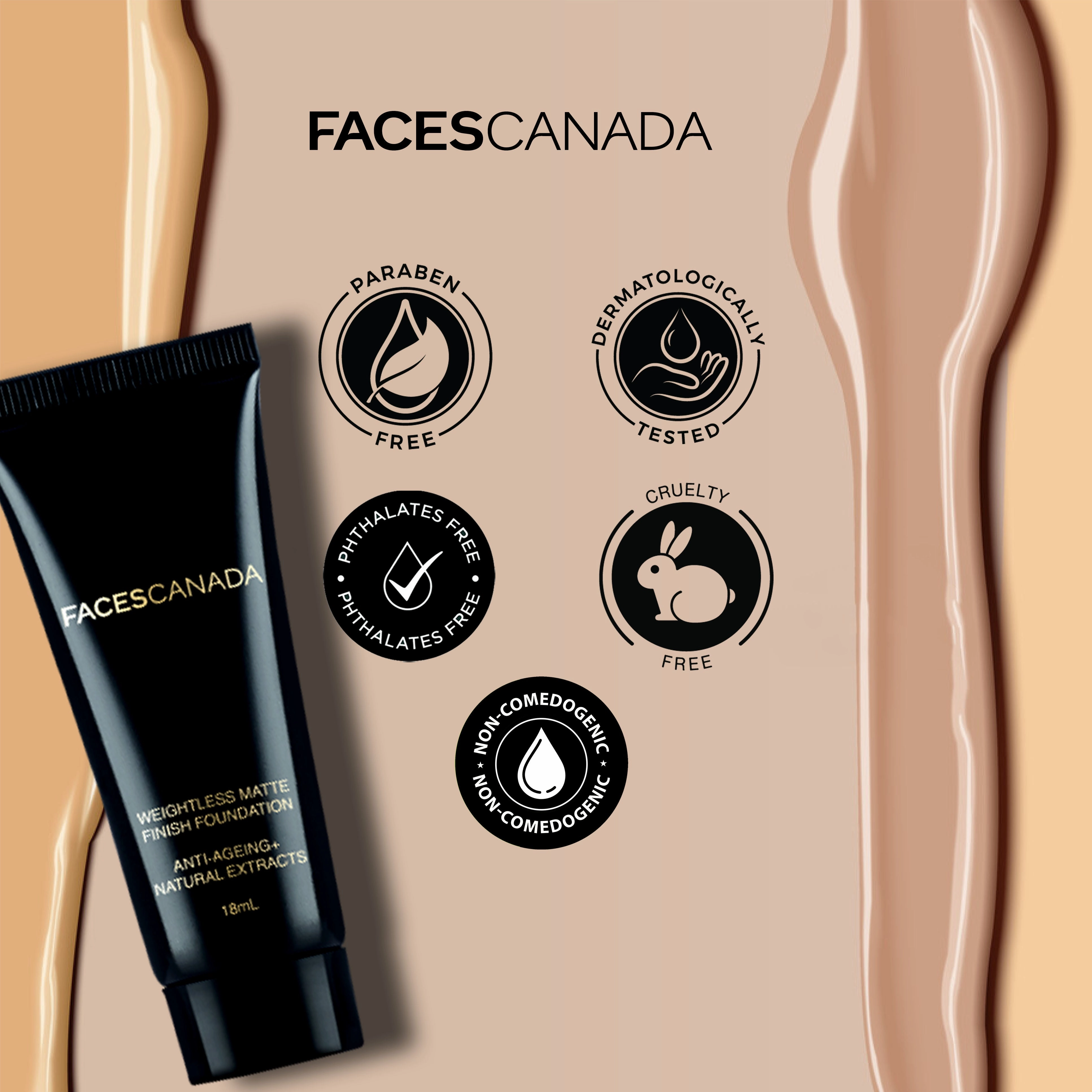 Faces Canada Weightless Matte Foundation | Grape extracts & Shea Butter |Natural Matte Finish | Dermatologically Tested | All Skin Types |Sand 18ml