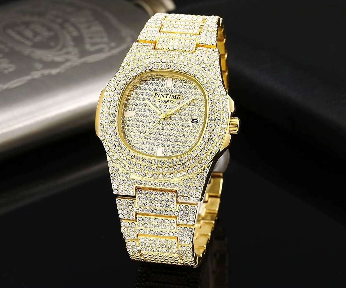 FANMIS Unisex Luxury Crystal Diamond Watch Fashion Analog Watch Stainless Steel Band Mens Womens Iced-Out Bracelet Watch