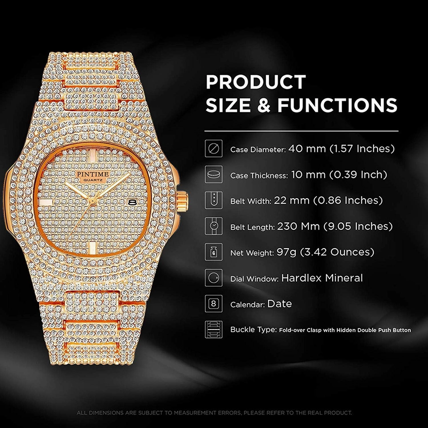 FANMIS Unisex Luxury Crystal Diamond Watch Fashion Analog Watch Stainless Steel Band Mens Womens Iced-Out Bracelet Watch