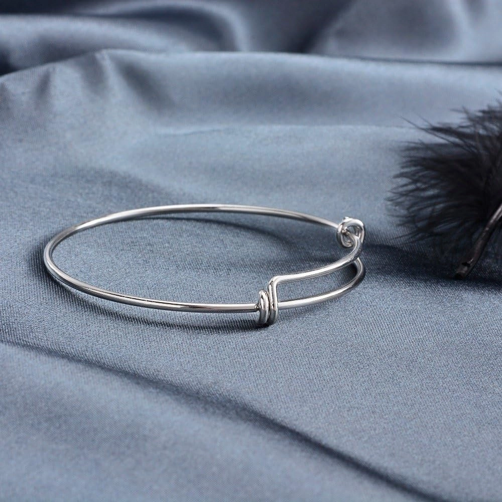 Fashion Women's Expandable Blank Bangle Adjustable Charm Simple Wire Bracelet