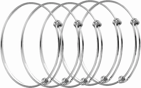 Fashion Women's Expandable Blank Bangle Adjustable Charm Simple Wire Bracelet