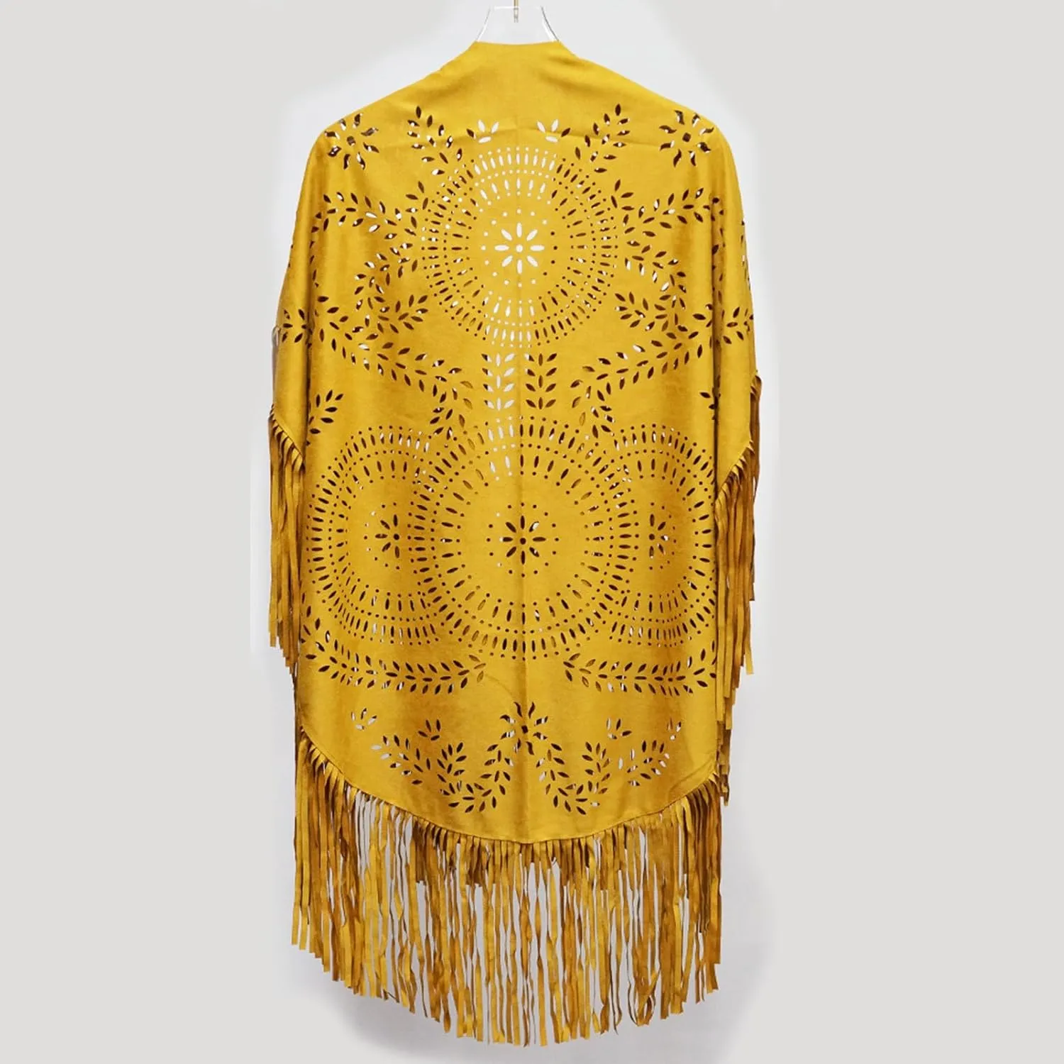 Faux Suede Fringe Lace Shawls and Wraps with Tassel for Women Evening Dresses Western Triangle Stoles Cover Up Wrap