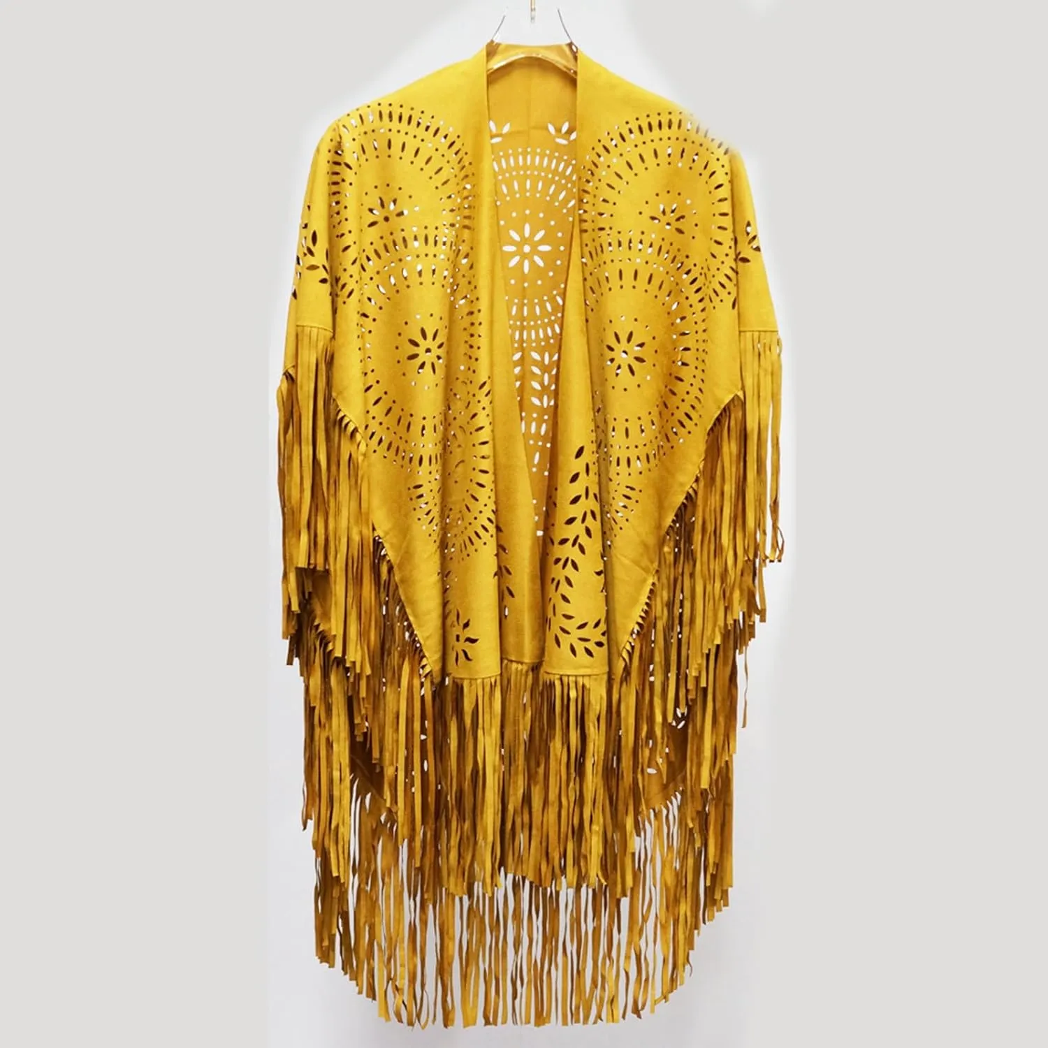 Faux Suede Fringe Lace Shawls and Wraps with Tassel for Women Evening Dresses Western Triangle Stoles Cover Up Wrap