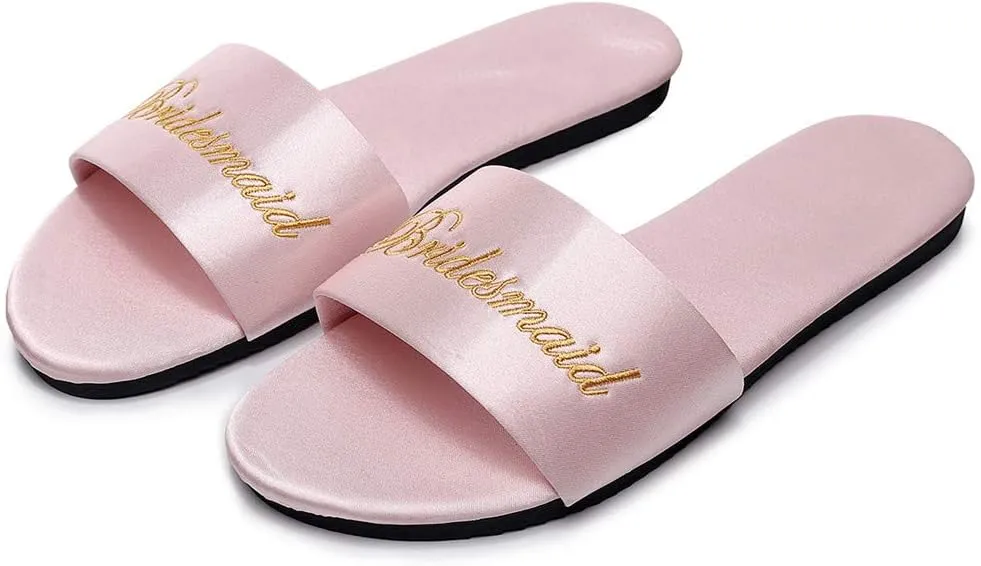 FAYUEKEY Women’s Bride Bridesmaid Slippers Wedding Party Gift Silks Satins Shoes …