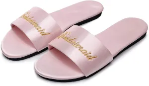 FAYUEKEY Women’s Bride Bridesmaid Slippers Wedding Party Gift Silks Satins Shoes …