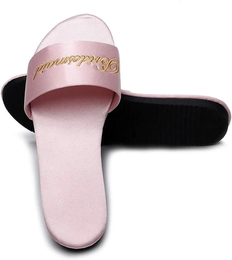 FAYUEKEY Women’s Bride Bridesmaid Slippers Wedding Party Gift Silks Satins Shoes …