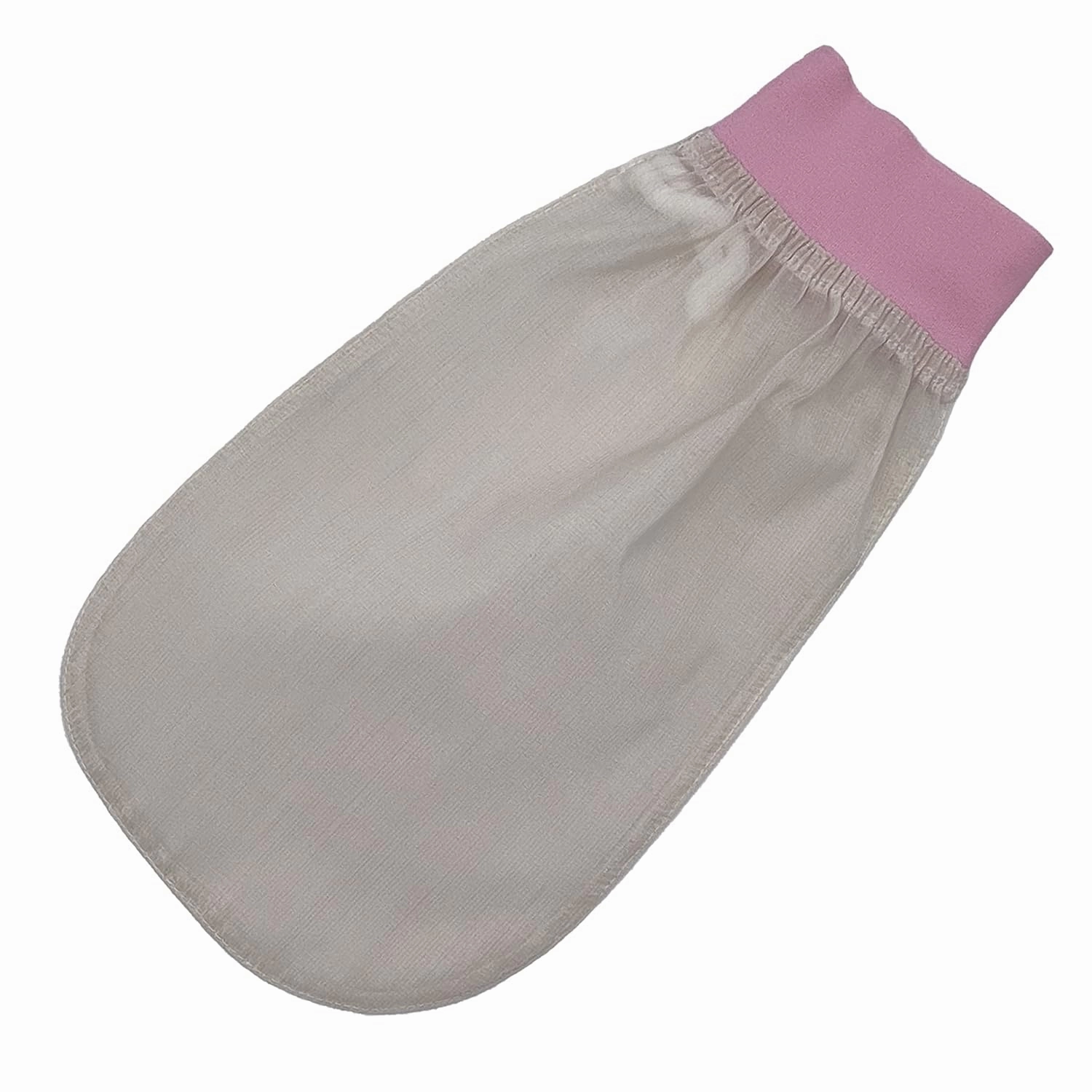 Feel Fine Turkish 100% Raw Cocoon Silk Exfoliating Glove and Mitt, Body Scrub Exfoliator and Fake Tan Remover, for Natural Glow, Women and Men, Shower, Hammam, Spa (Light Pink)