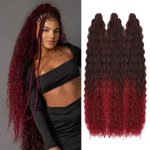 Felek Ocean Wave Crochet Hair 30inch 3 Packs Ombre Burgundy Color Long Water Wave Synthetic Deep Wavy Curly Crochet Braids Hair For Black Women （Mixed Black and Bug,T1B/BUG）