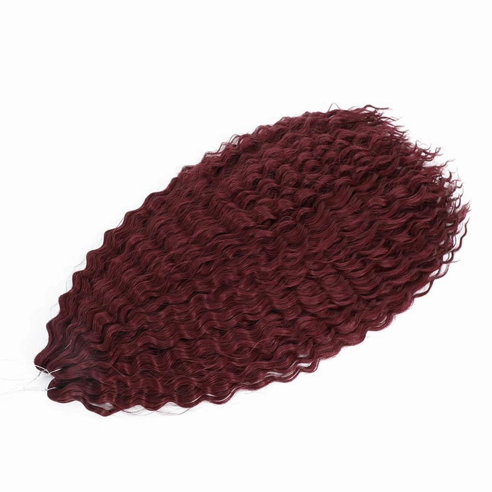 Felek 30inch Ocean Wave Crochet Braiding Hair 3 Packs Burgundy Color Deep Water Curly Synthetic Crochet Braided Hair For Black Women(Bug)
