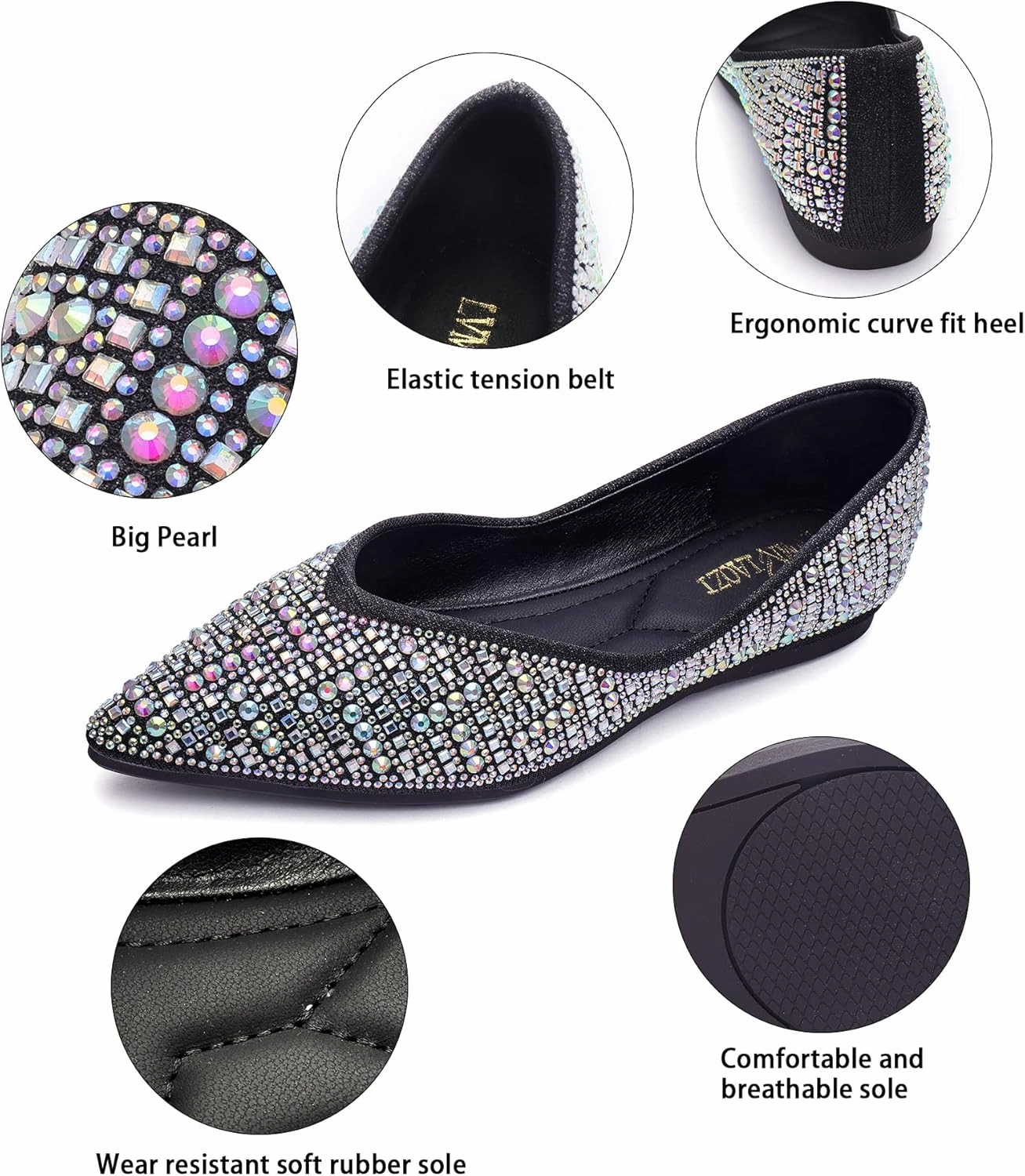Flats for Women Pointed Toe Fashion Wedding Shoes Work Casual Slip-On Dress Shoes Women Comfortable Dressy Flat