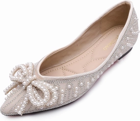 Flats Shoes Women Rhinestone Wedding Flats Pointed Toe Ballet Flat Shoe Low Heel Dress Shoes Sparkly Flats for Women